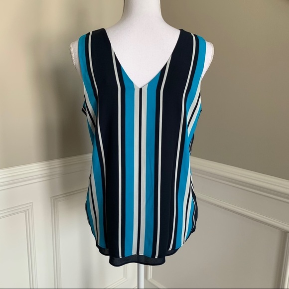 NWOT Ann Taylor V Neck Striped Shell Top Size Small - Picture 3 of 6